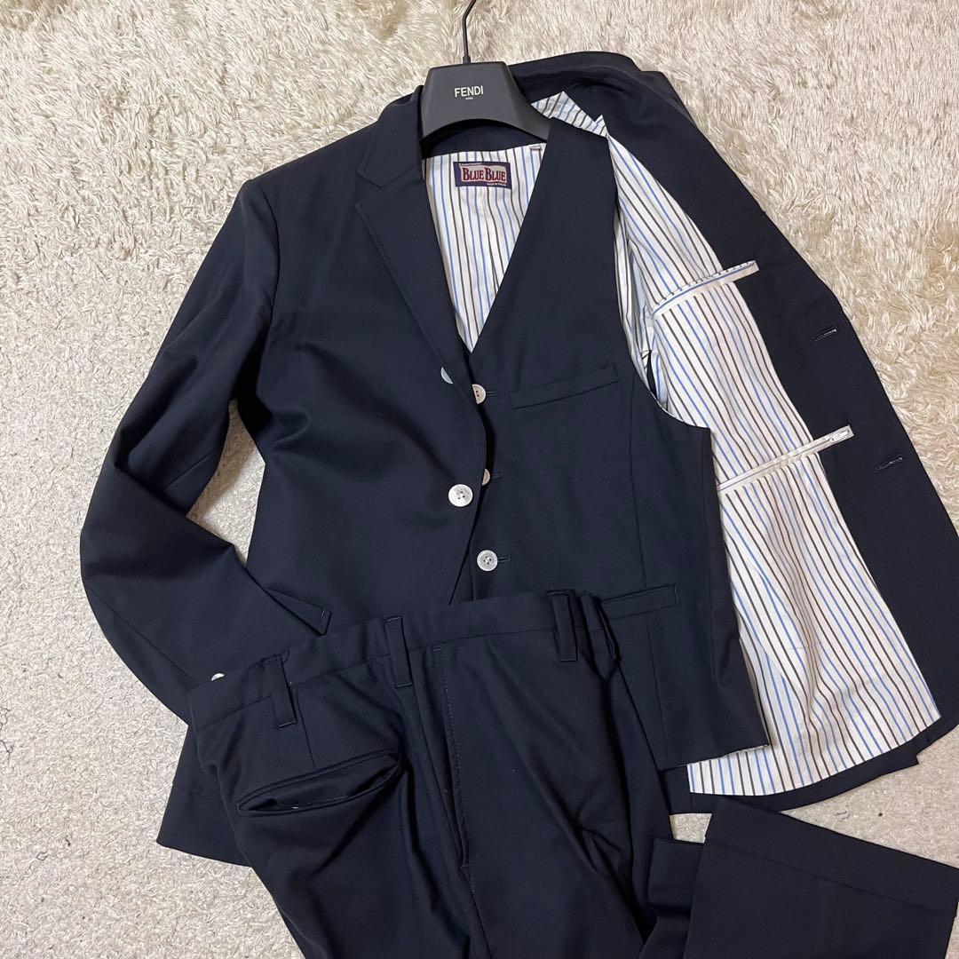 BLUE BLUE セットアップ　スーツ　スリーピース　ネイビー　段返り3B