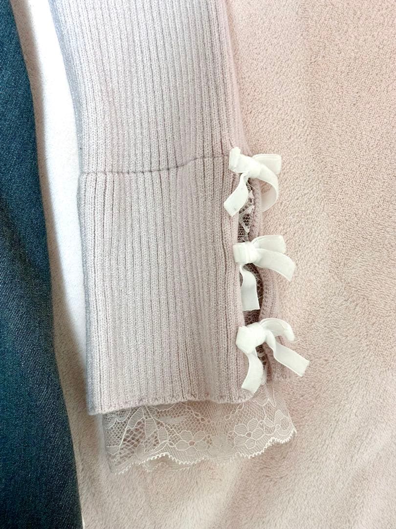 evelyn ビッグリボンキャミワンピース/袖リボンリブニット（セット）