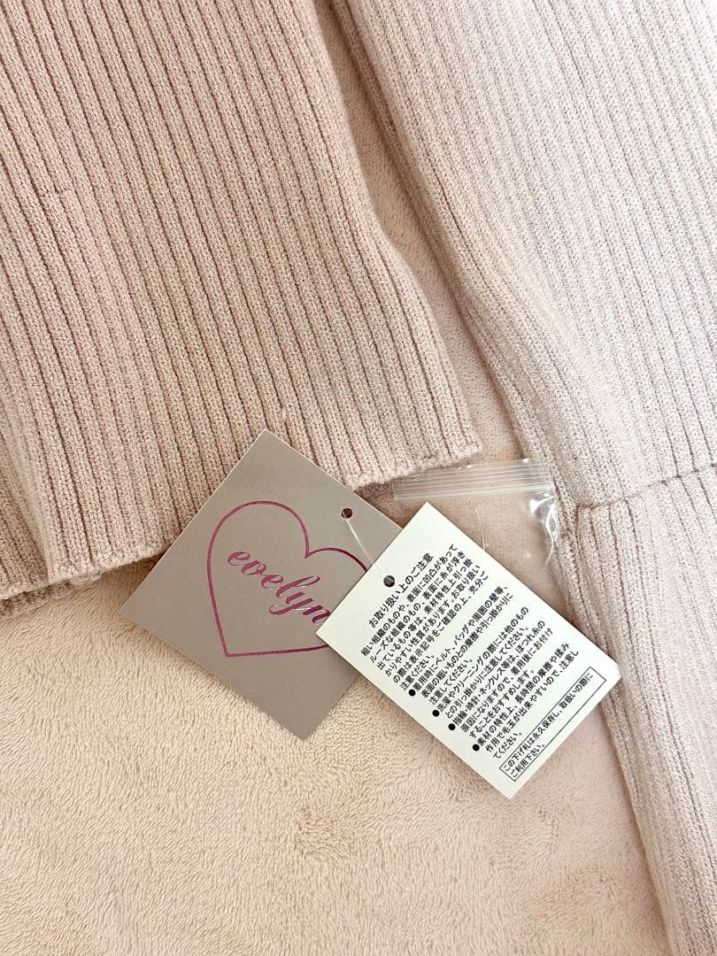 evelyn ビッグリボンキャミワンピース/袖リボンリブニット（セット）