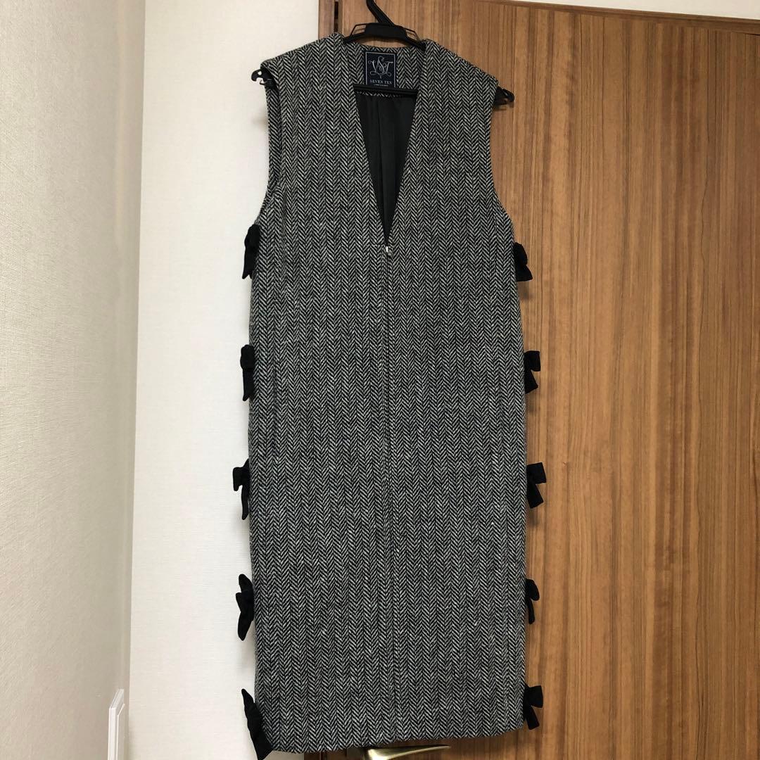 seventen サイドリボン　ジレ　ワンピース