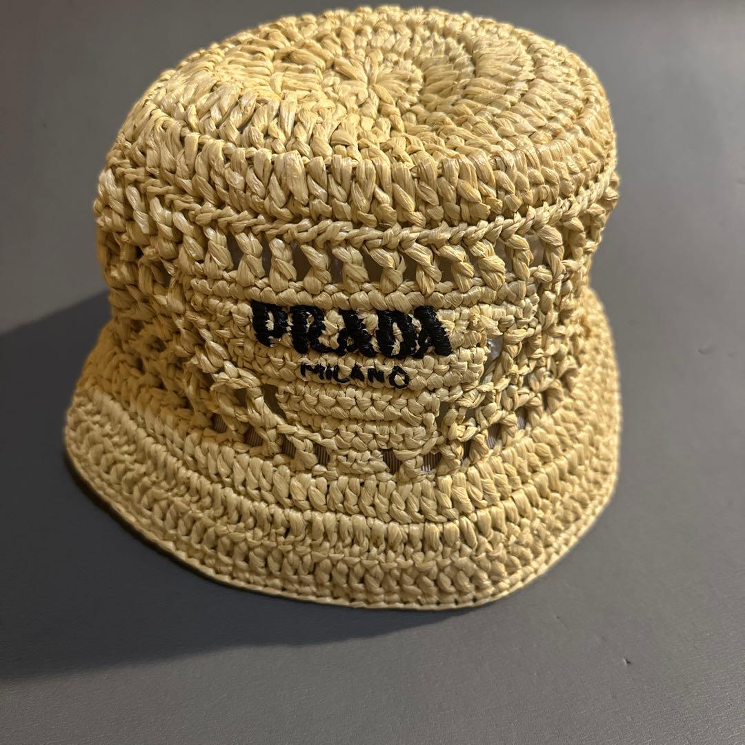 【極美品】PRADA プラダ バケットハット バケハ 帽子 モノトーンコーデ