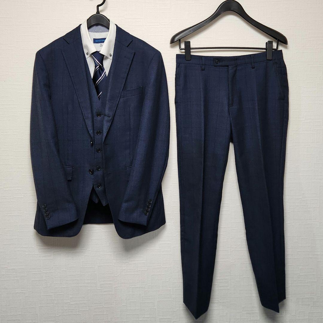 K*H様 オリヒカ　メンズ　スーツ　スリーピース　セットアップ　ブルー　チェック