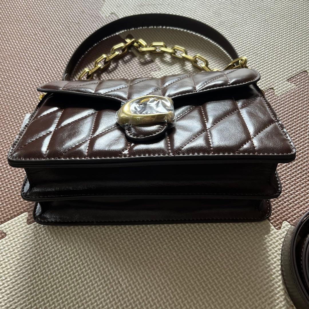 コーチ チェーン タビー ショルダー キルティング26 ブラウン アウトレット