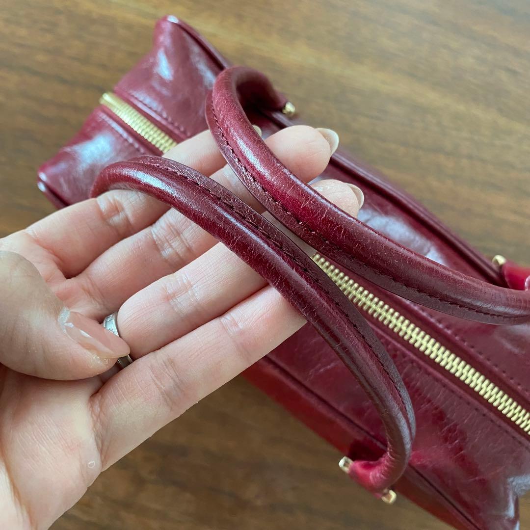 美品⭐︎MAURIZIO TAIUTI スクエアボストンバッグ ボルドー