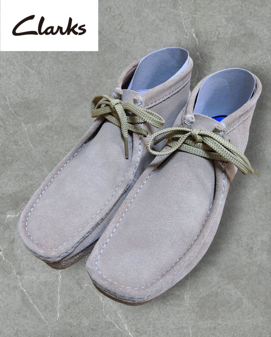 新品未使用!!Clarks shacre boot ベージュ スエード モカシン