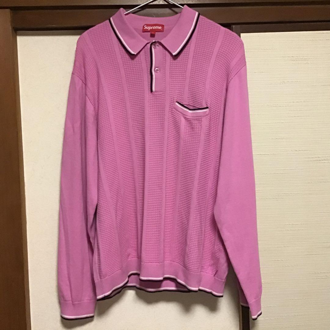 トップス FW19 Supreme Stripe Rib L/S Knit Polo