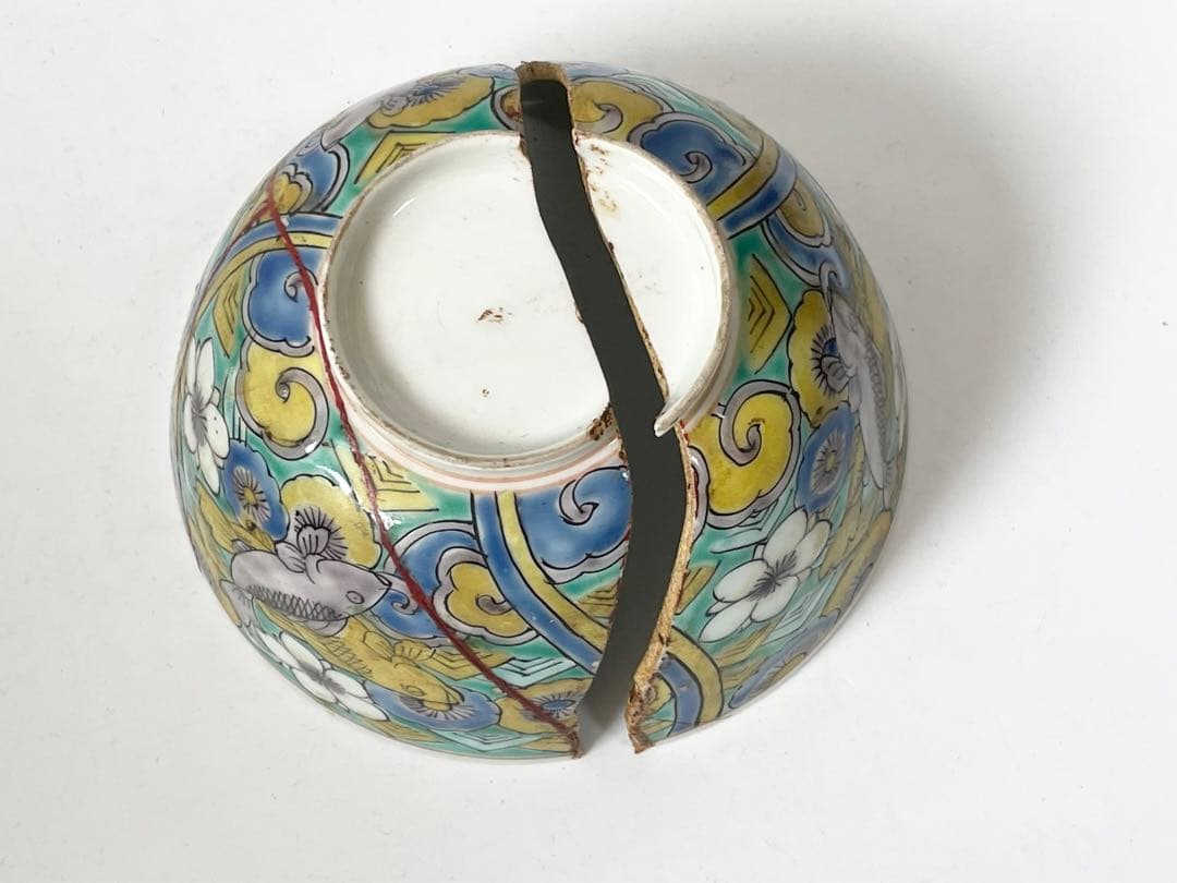 金継ぎ用　骨董　アンティーク　古伊万里　色絵　鯉　魚　お碗　茶碗　金繕い　金直し