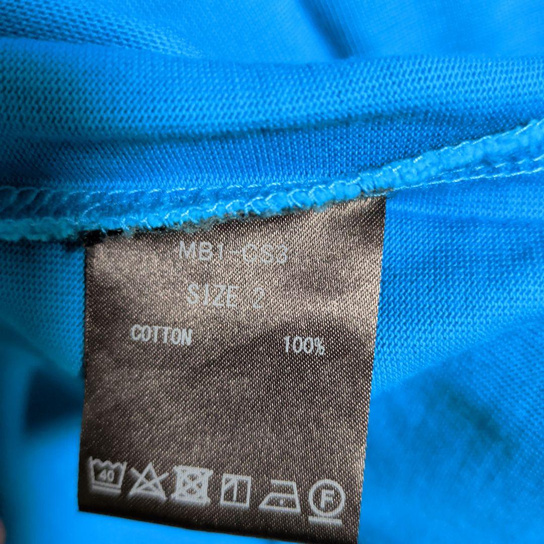 MUZE 青 Tシャツ ロゴ刺繍