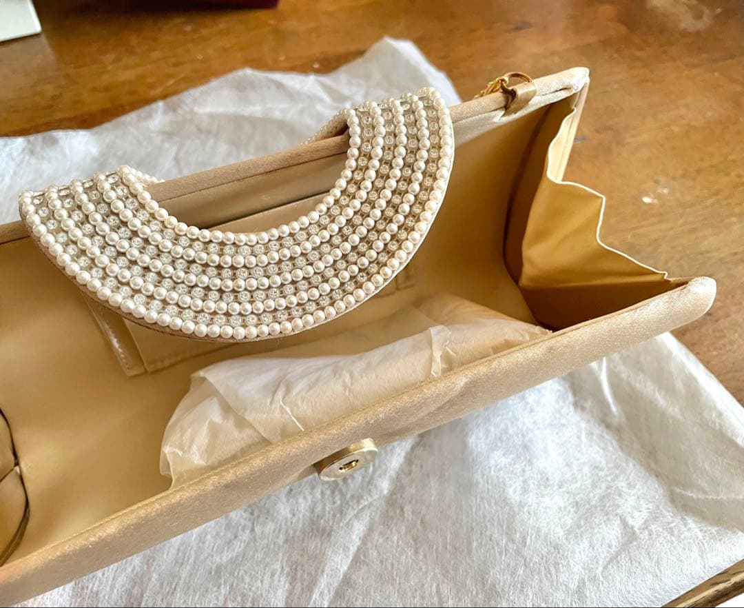 ◉一部金具以外美品◉ 東京ソワール 2wayベージュパーティーバッグ