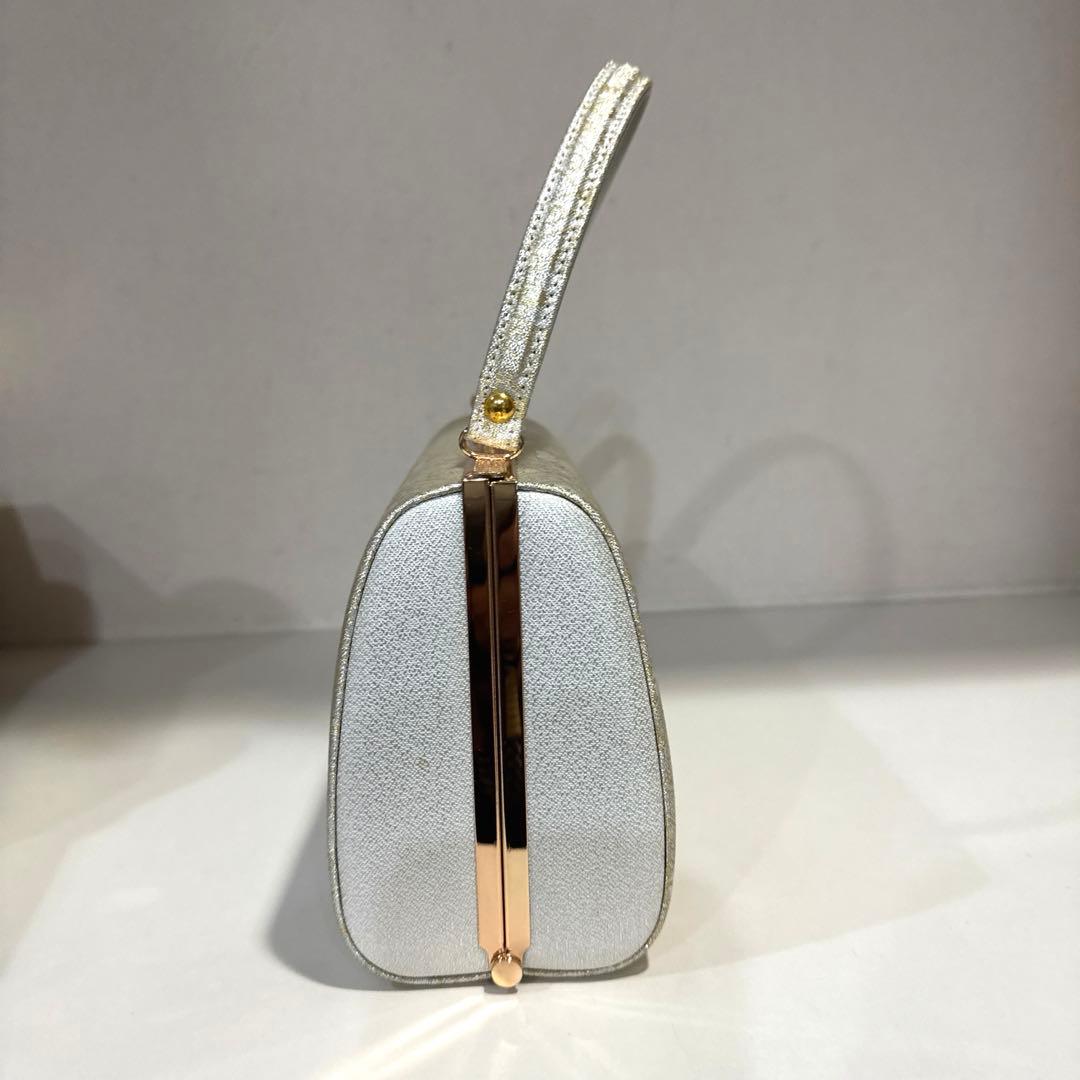 和装用バッグと草履セット シルバー　花柄　佐賀