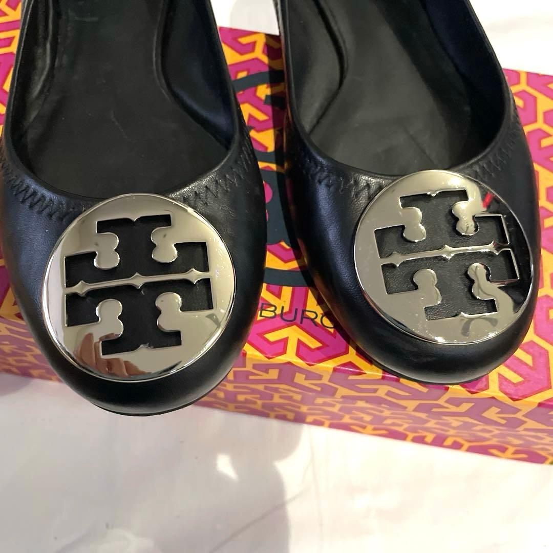 トリーバーチ　バレエシューズ　シルバー金具　美品　サイズ8.5日本25〜25.5