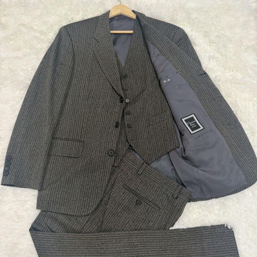 【美品】クリスチャンディオール　ヴィンテージスーツ　スリーピース　ヘリンボーン