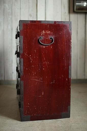 綺麗な丸金具 庄内手許箪笥　時代箪笥　古タンス　引き出し　家具　古家具