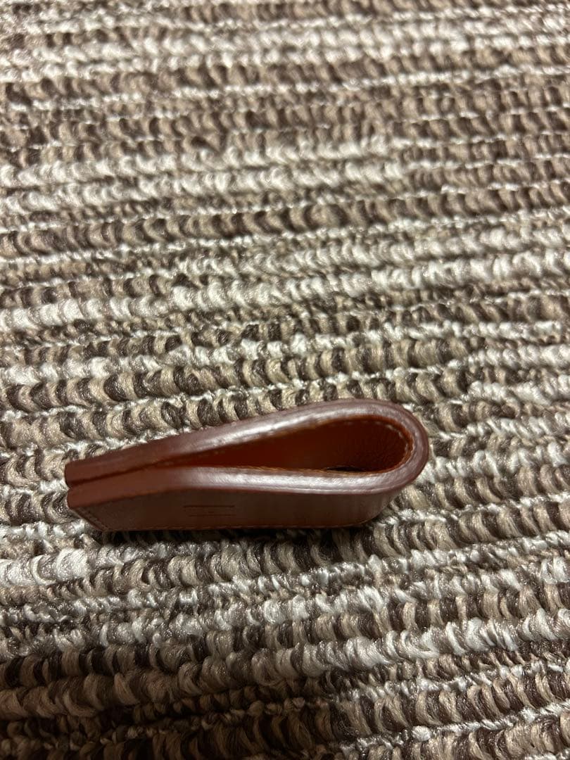 エルメス レザー マネークリップ オレンジ ターコイズ