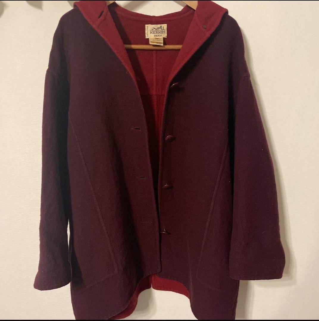 ハーフ　コート　エルメス　HERMES オーバーサイズ　レッド