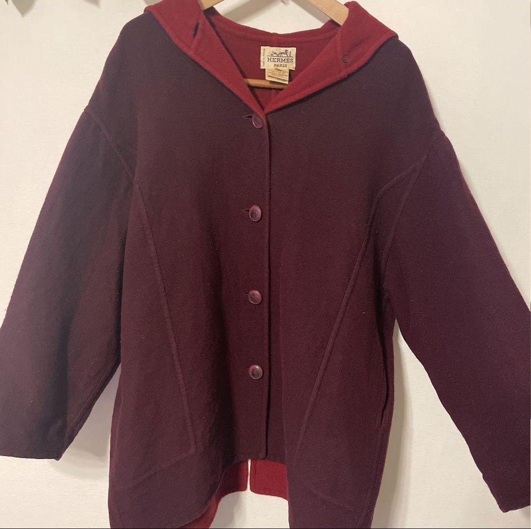 ハーフ　コート　エルメス　HERMES オーバーサイズ　レッド