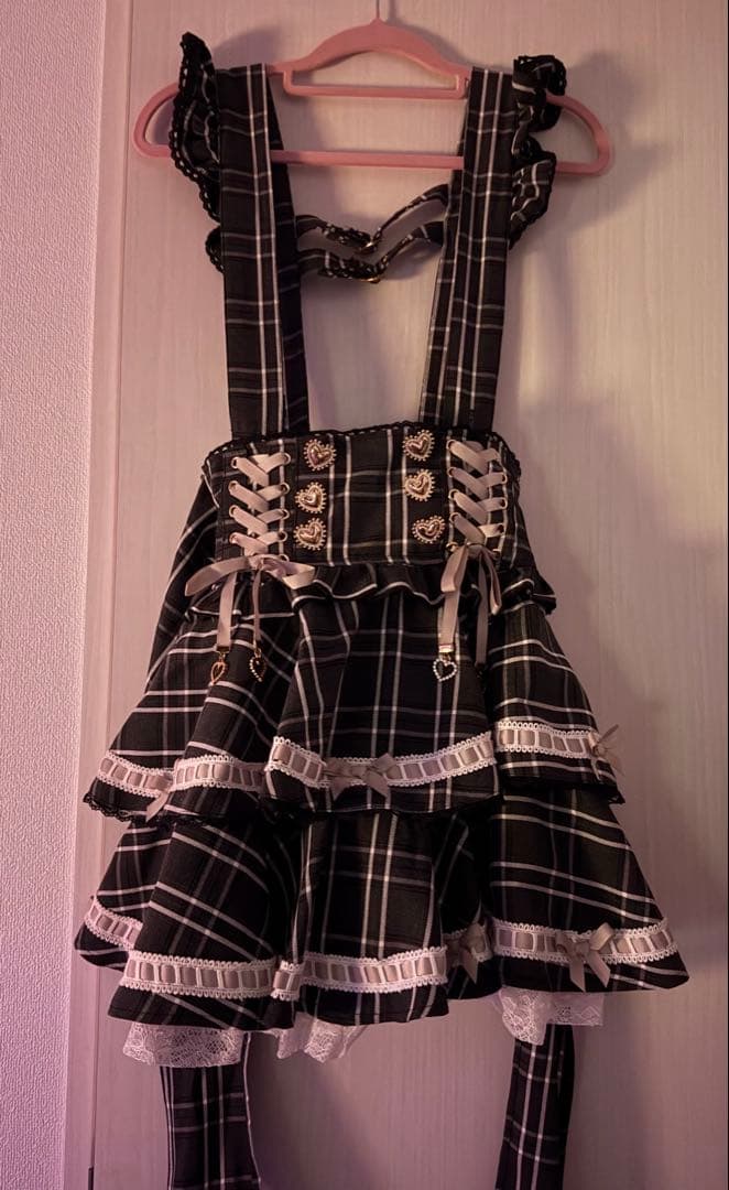 リズリサ　LIZLISA はしごリボンチェックティアードスカパン