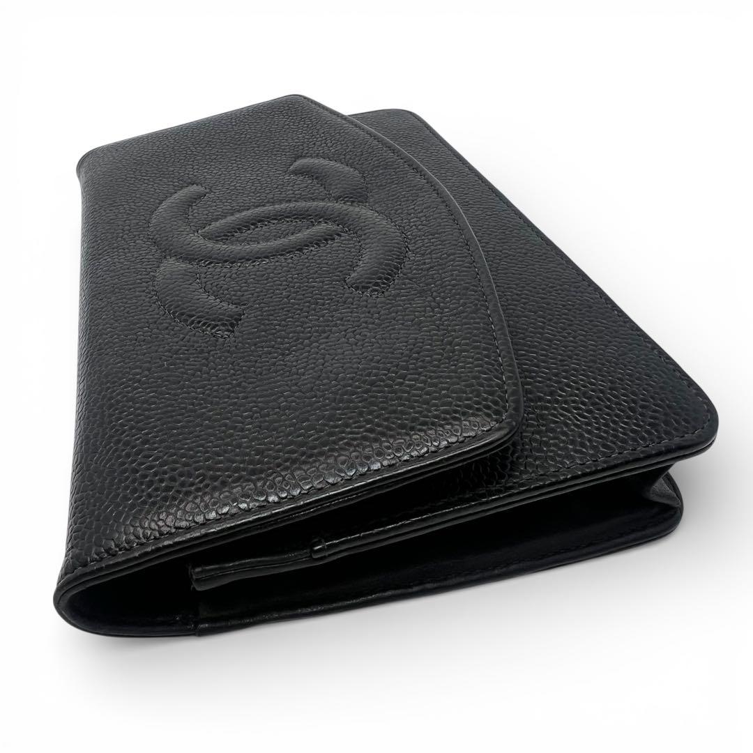 CHANEL シャネル キャビアスキン デカココ チェーンウォレット 長財布