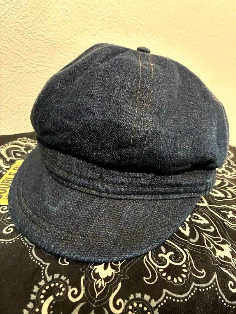 RRLデニムキャスケット ワークキャップ 革調整ベルト