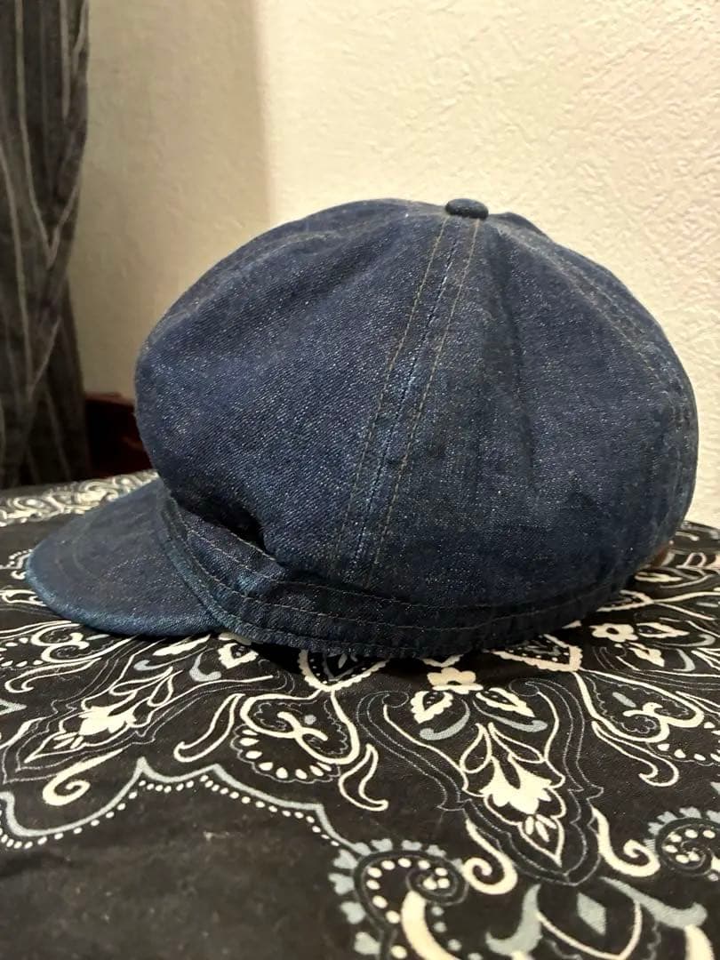 RRLデニムキャスケット ワークキャップ 革調整ベルト
