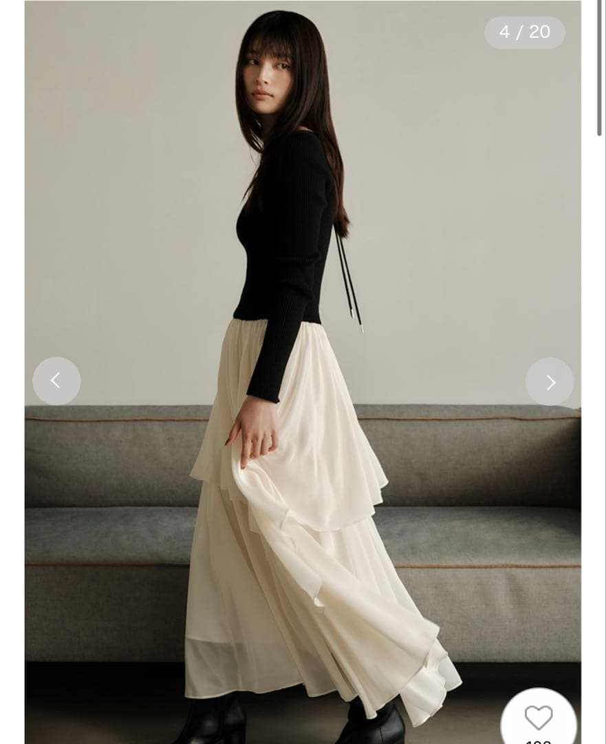 【美品】FRAY I.D ニットドッキングワンピース 黒 サイズ1 人気カラー