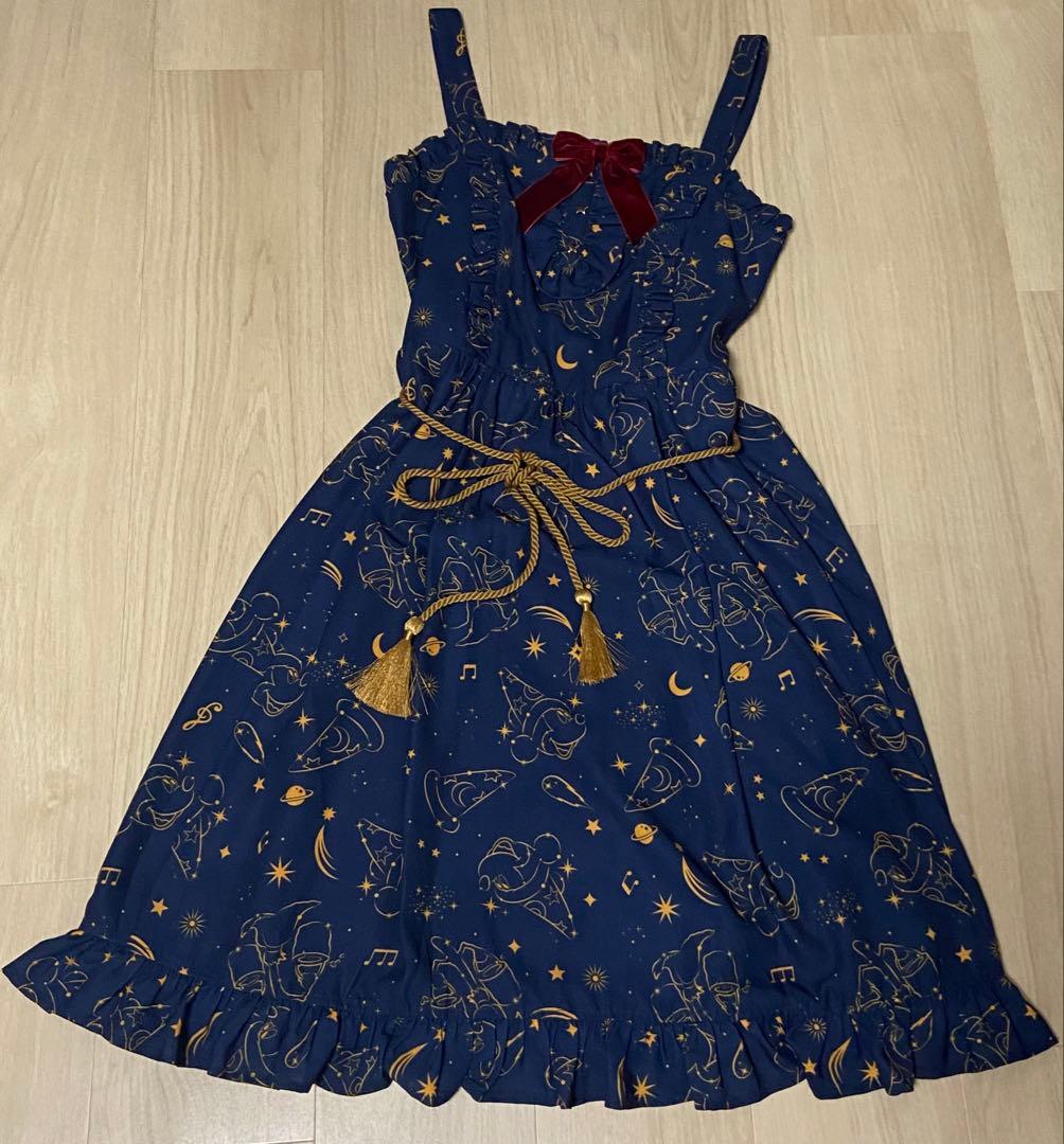 axes femme kawaii Disney ファンタジア ワンピース　紺