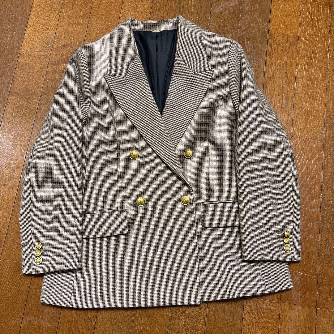 ミラ オーウェン　チェック金釦ダブルブレストブレザー