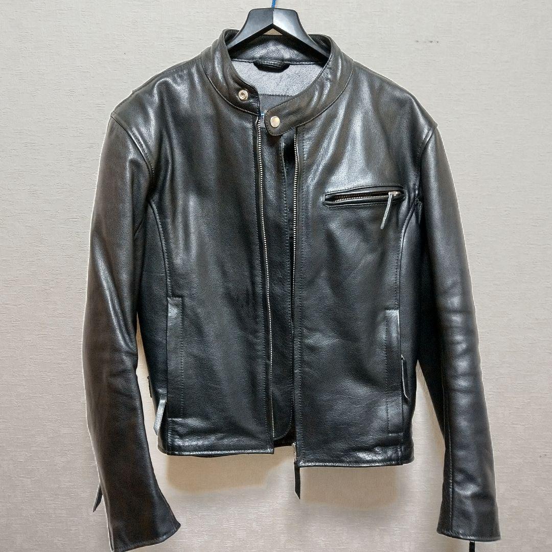 ブラック シングルライダース レザージャケット M プロテクター完備