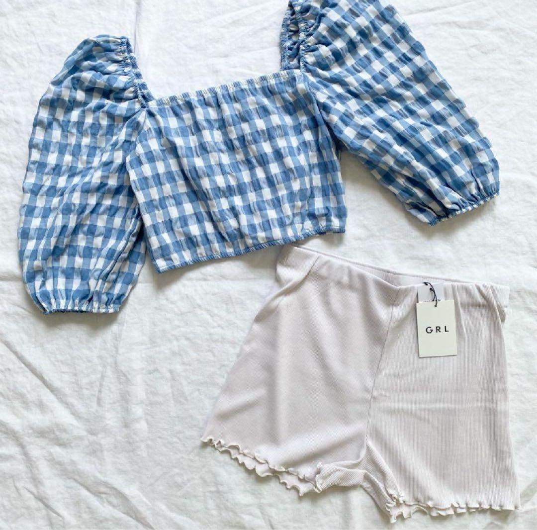 マタニティフォト 衣装 セット 親子 リンクコーデ ギンガムチェック