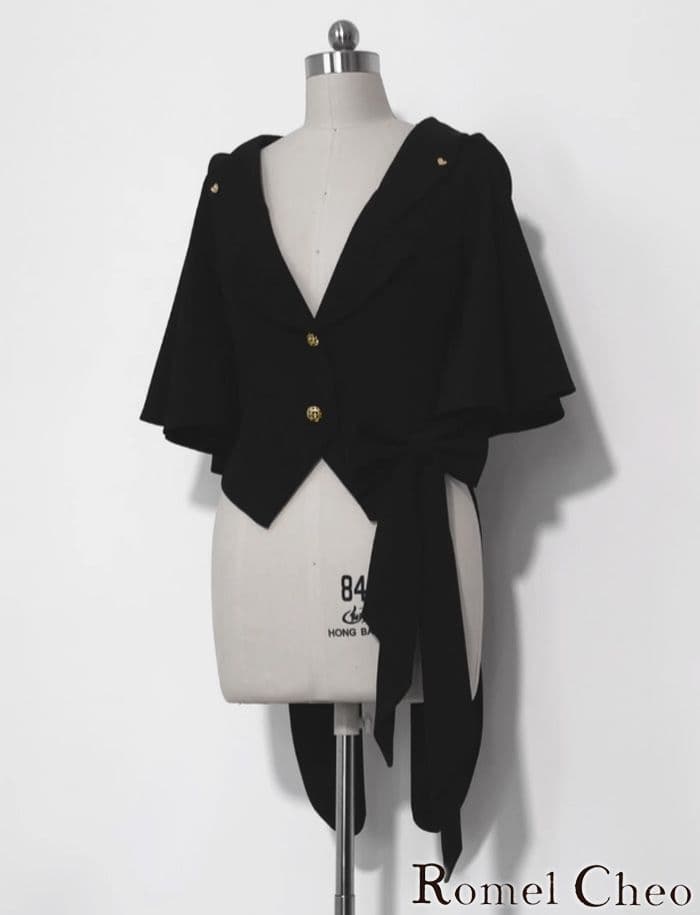 【RomelCheo】 ダークキュート うさ耳 フードジャケット ショート丈