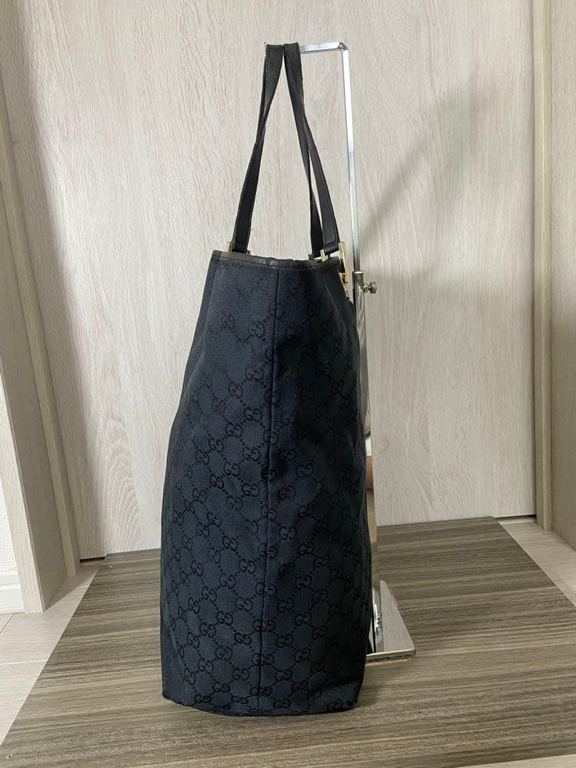 GUCCI トートバッグ　GG柄　キャンバス　ブラック　大容量