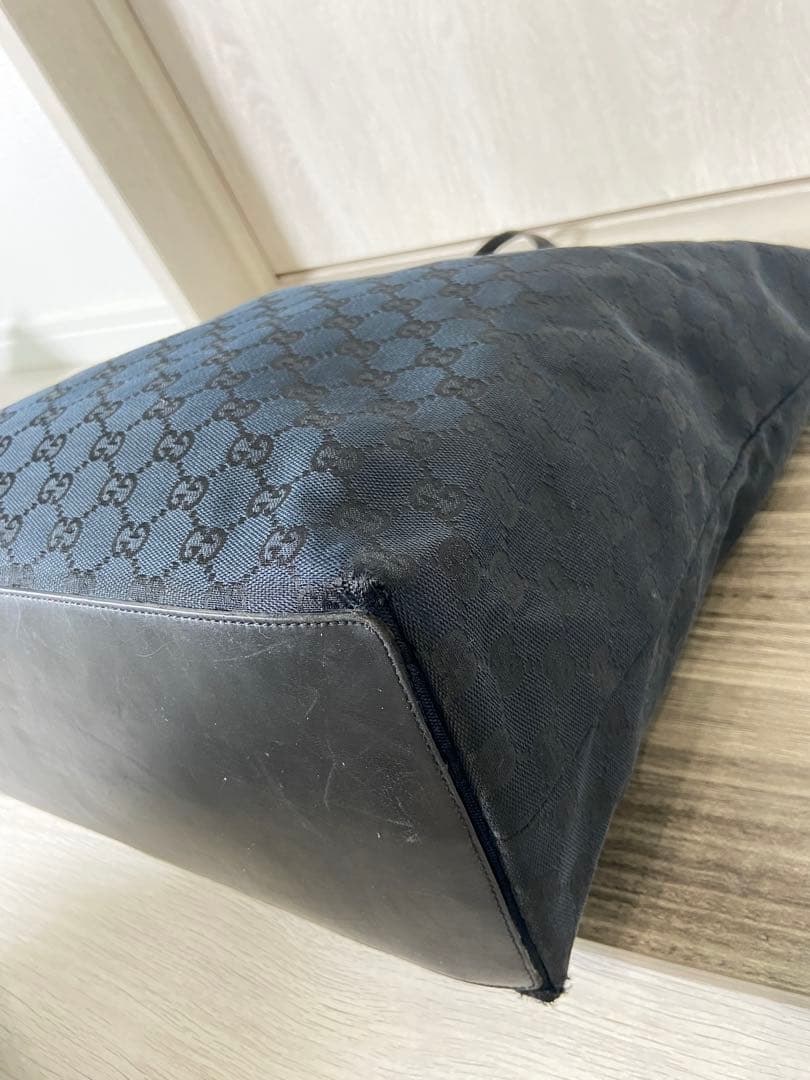 GUCCI トートバッグ　GG柄　キャンバス　ブラック　大容量