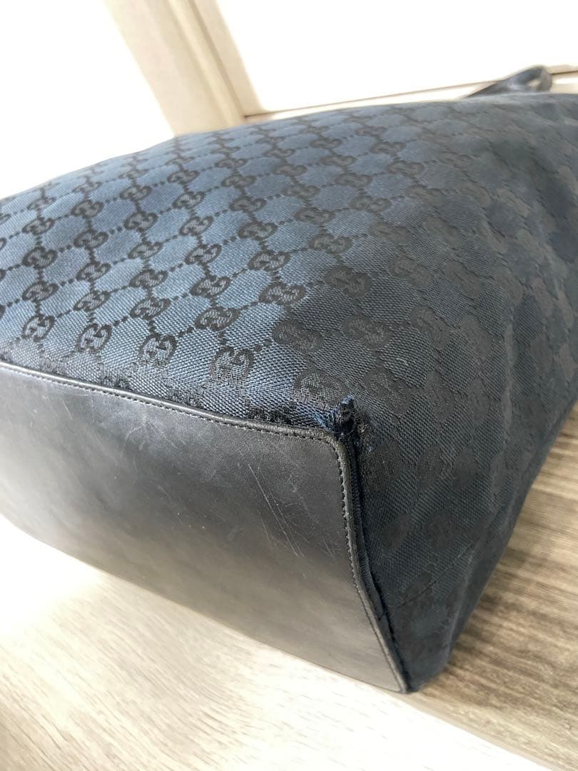GUCCI トートバッグ　GG柄　キャンバス　ブラック　大容量