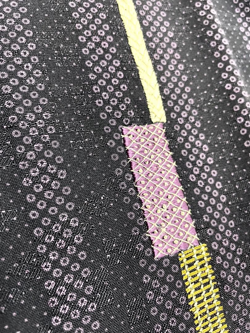 花織紬 作家物 刺繍 付け下げ 紋なし ガード加工 証紙 トールサイズ