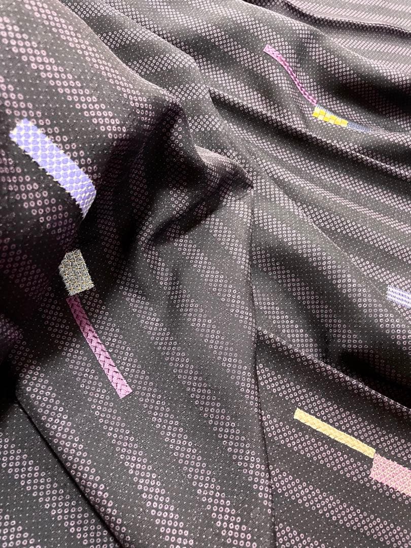 花織紬 作家物 刺繍 付け下げ 紋なし ガード加工 証紙 トールサイズ