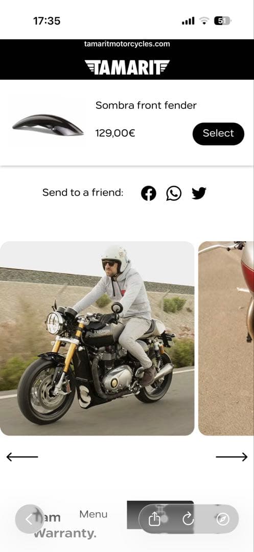 スラクストン1200R フロントフェンダー トライアンフ tamarit