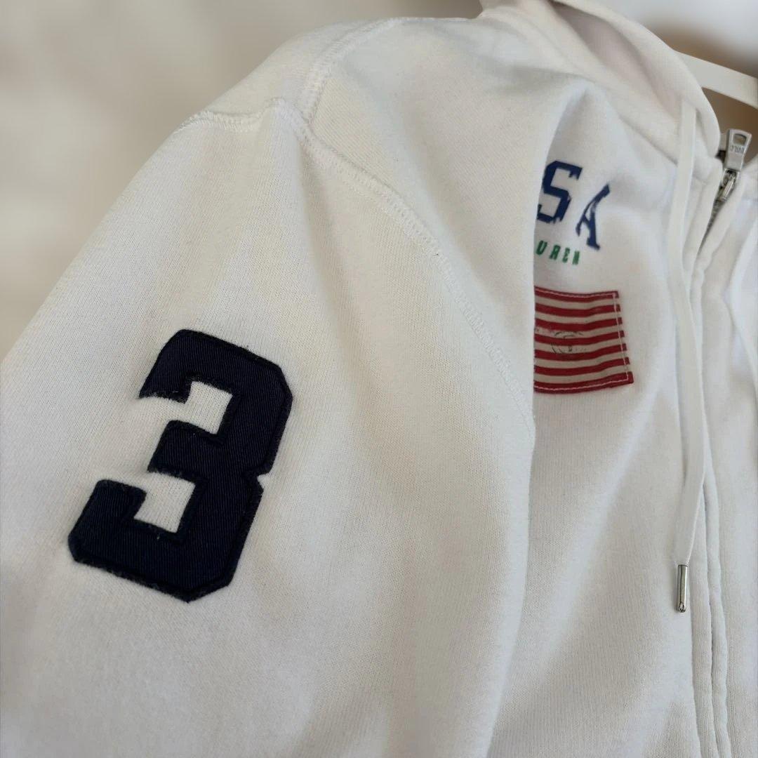 Polo Ralph Lauren 裏起毛パーカー白　ビックポニー刺繍Lサイズ