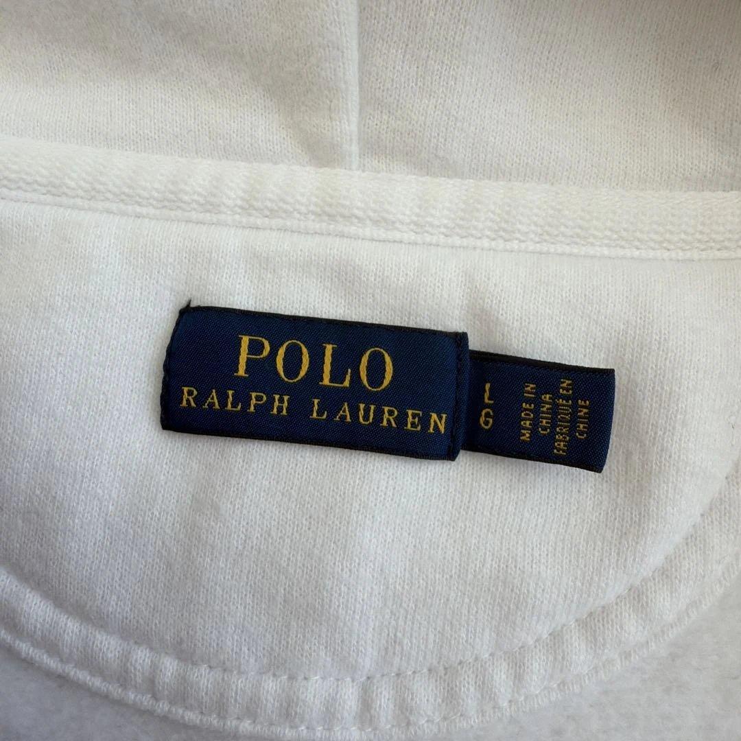 Polo Ralph Lauren 裏起毛パーカー白　ビックポニー刺繍Lサイズ
