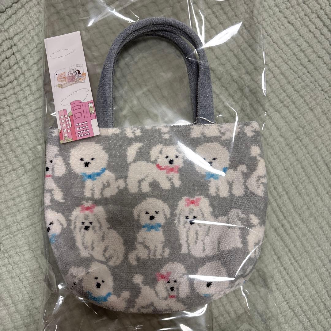 新品タグ付き⭐︎フェイラー　もふもふわんちゃんトート　シルバーグレー