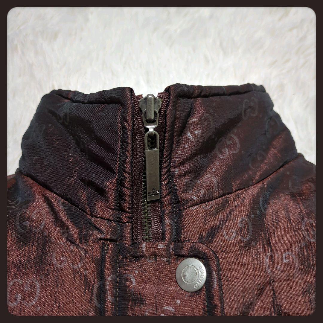 【極美品・入手困難】グッチ☆GUCCI ダウンベスト GG フルジップ ブラウン