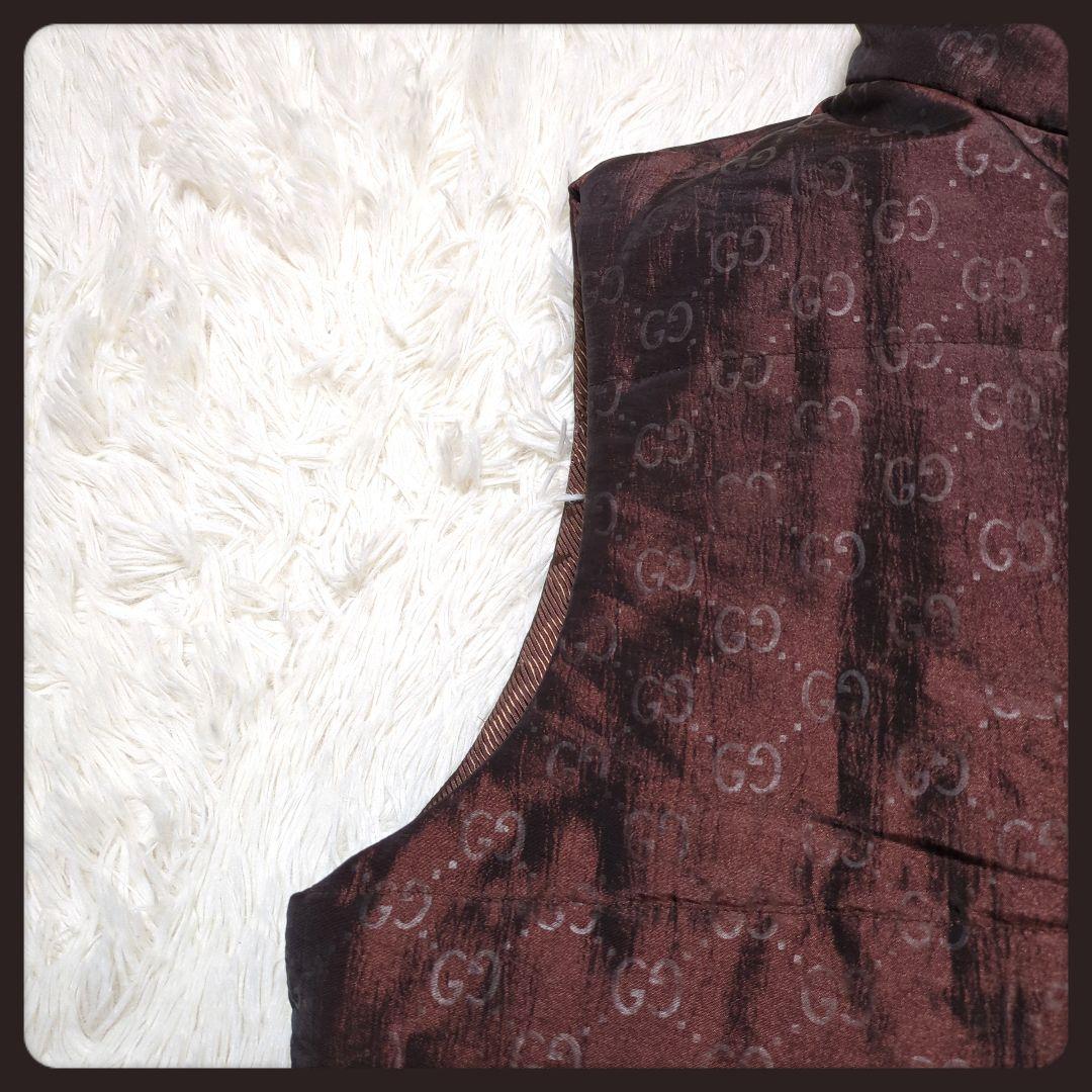 【極美品・入手困難】グッチ☆GUCCI ダウンベスト GG フルジップ ブラウン