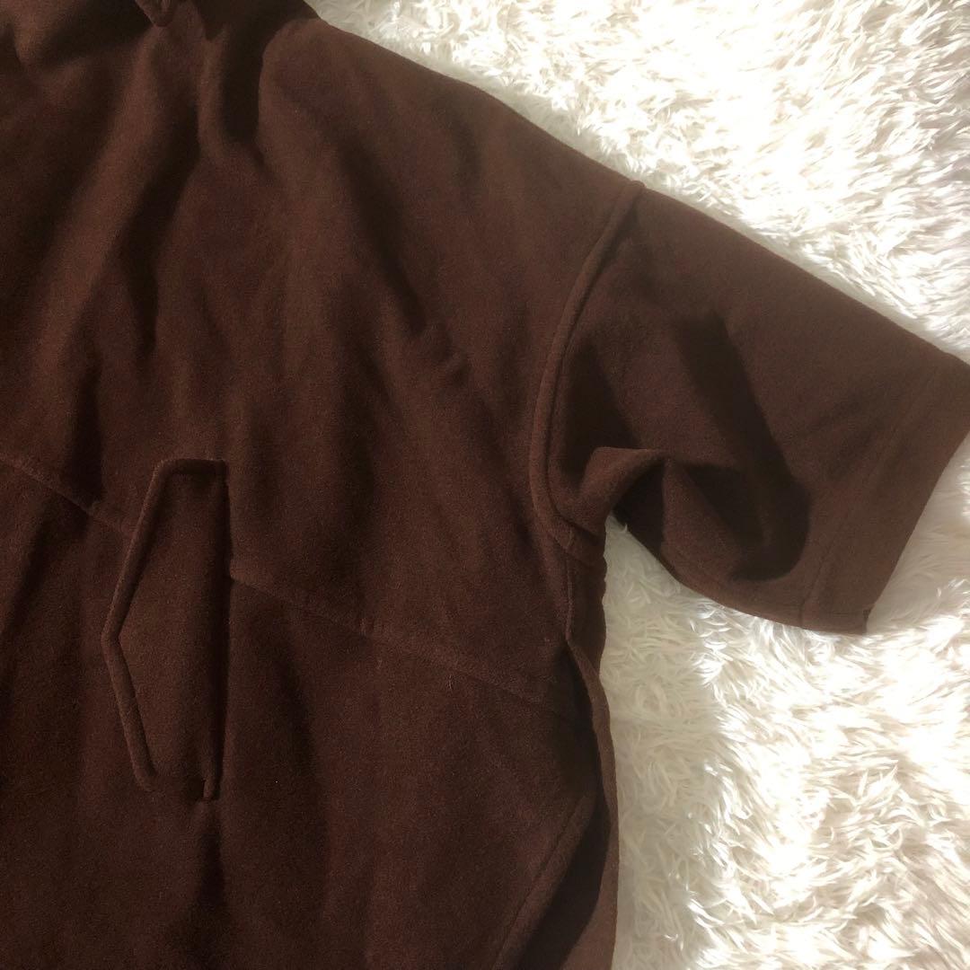 美品 ズッカ ウールモッサコート ポンチョ 縮絨 フード ドルマンスリーブ