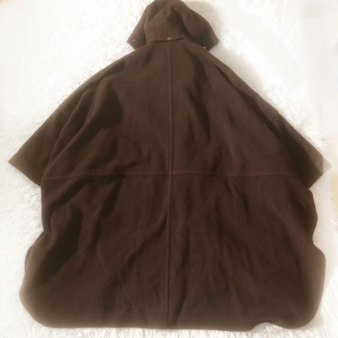 美品 ズッカ ウールモッサコート ポンチョ 縮絨 フード ドルマンスリーブ