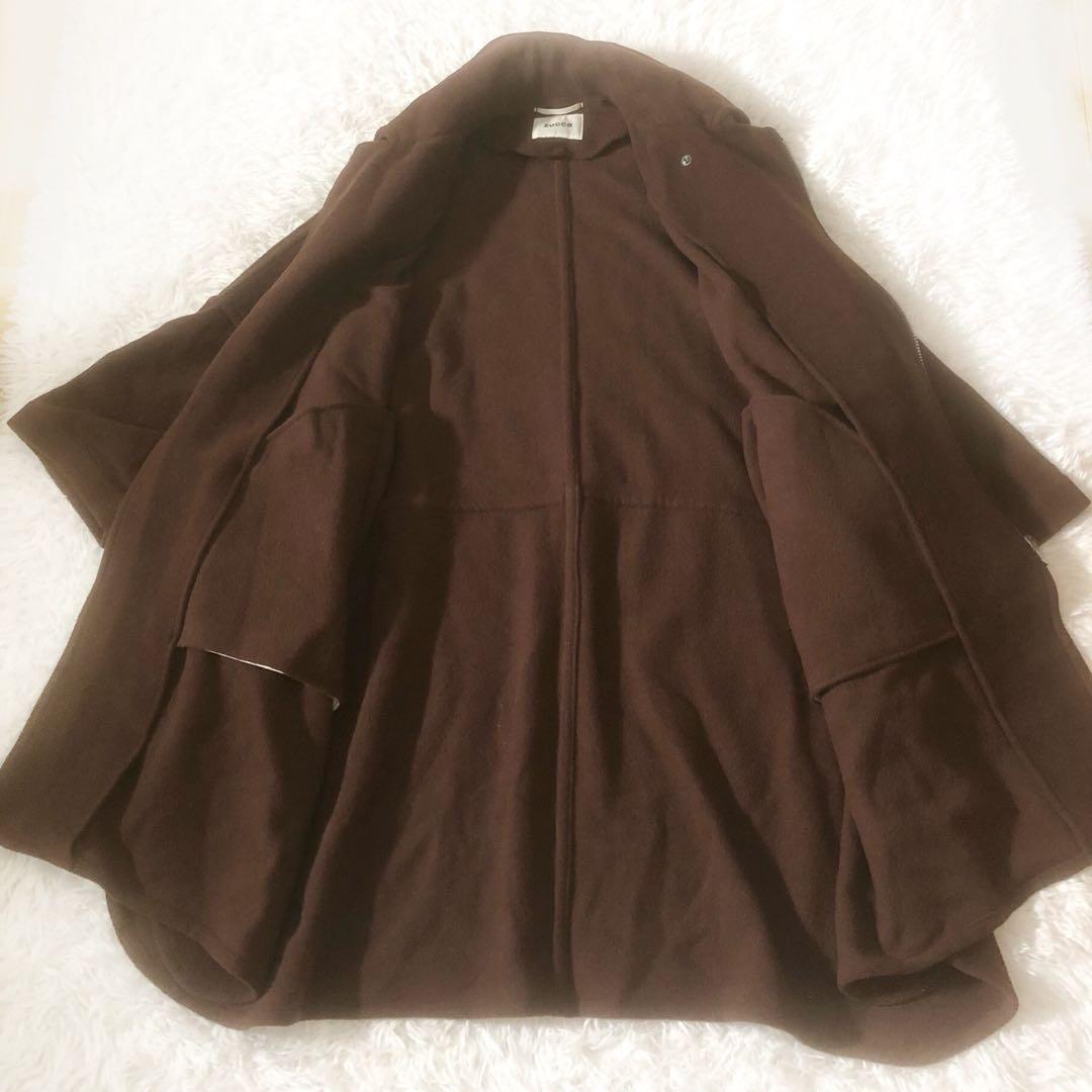 美品 ズッカ ウールモッサコート ポンチョ 縮絨 フード ドルマンスリーブ