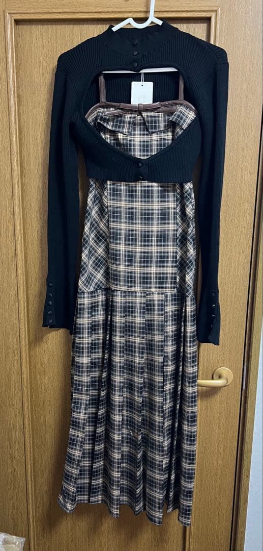 M DOLLYチェックアンジェリカロングドレス