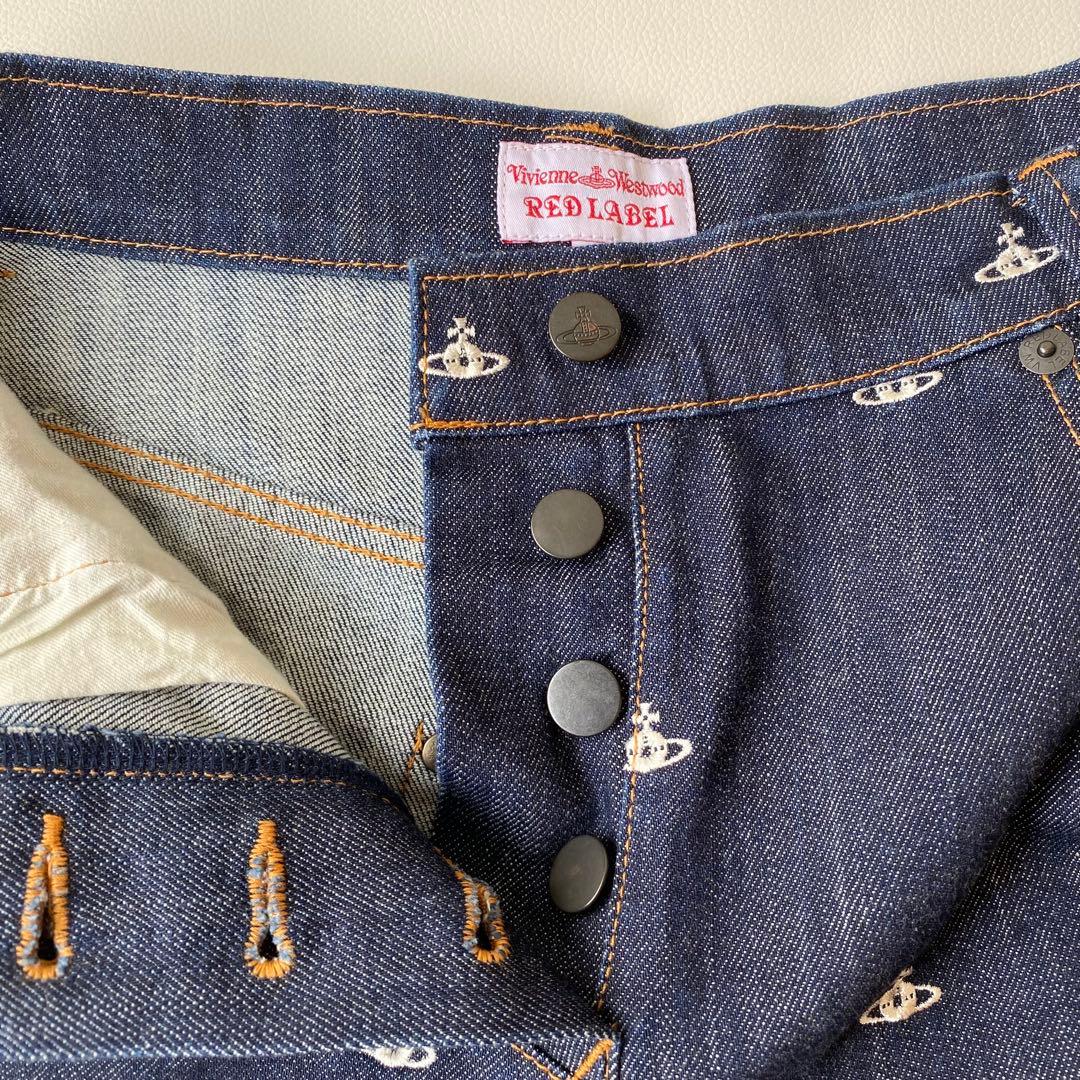 【美品】ヴィヴィアンウエストウッド　ハーフパンツ　オーブ刺繍　オーブ総柄　デニム