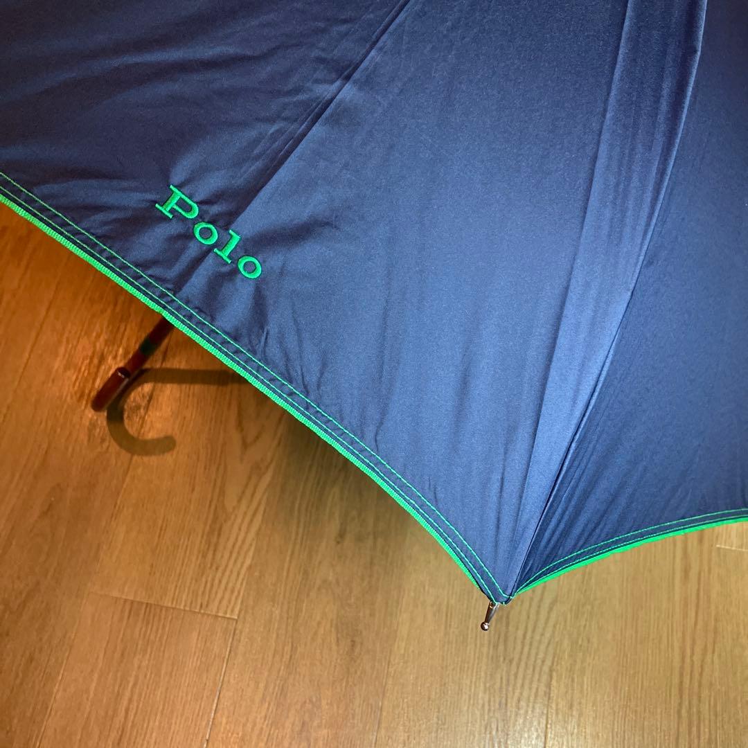 【未使用品】ポロラルフローレン バイカラー 長傘 ネイビー×グリーン