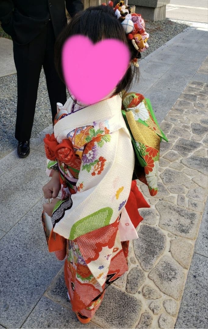 花柄着物と緑色の帯セット☆七五三☆7歳