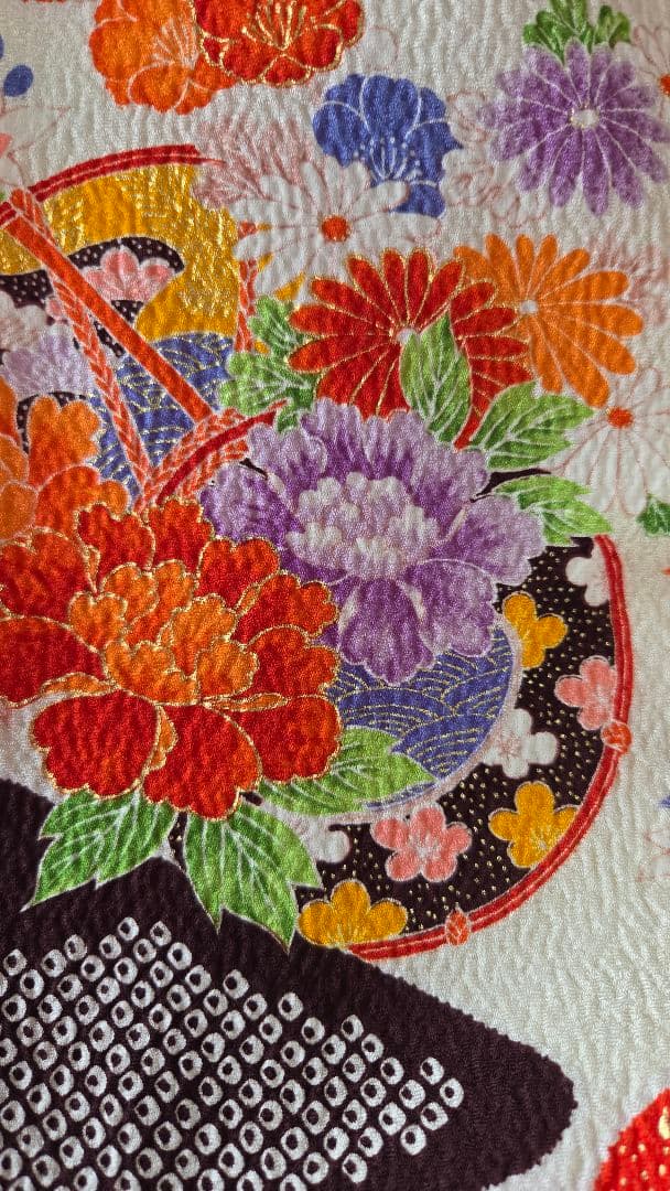 花柄着物と緑色の帯セット☆七五三☆7歳