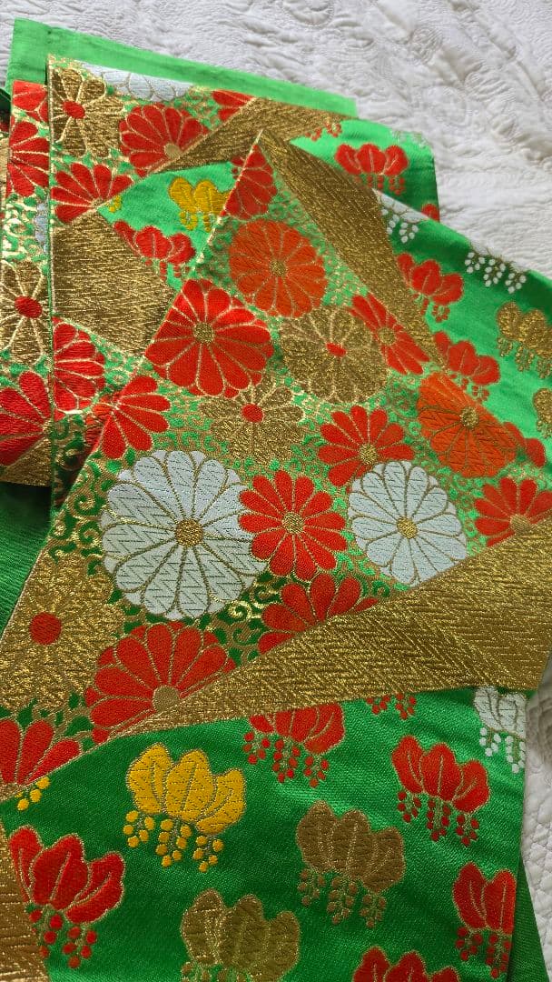 花柄着物と緑色の帯セット☆七五三☆7歳